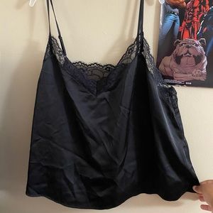 Black satin top with black lace lining from Forever 21.
